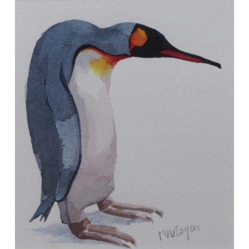 407 - MARY ANN ROGERS. Three Penguins, signed, watercolour, 14 x 12 in and one other watercolour by the sa... 