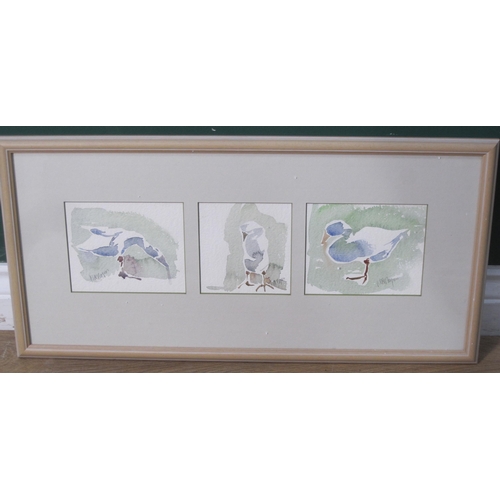 408 - MARY ANN ROGERS. Flying Mallard, signed, watercolour 6 x 14 in; and four sketches of various animals... 