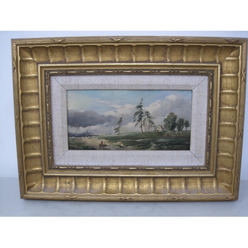 443 - ENGLISH SCHOOL CIRCA 1880. A river landscape with Cottage, oil on panel, 2 1/2 x 8 1/2 in; and one o... 