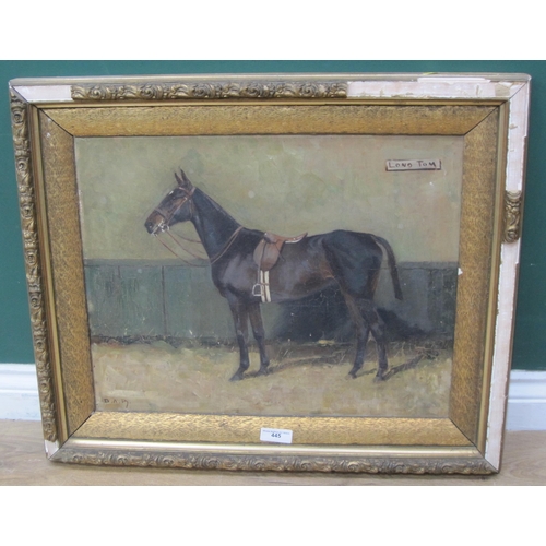 445 - D.A.B. Study of a hunter in a Stable, signed with initials, oil on canvas, 18 x 26 in (R1)