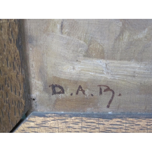 445 - D.A.B. Study of a hunter in a Stable, signed with initials, oil on canvas, 18 x 26 in (R1)