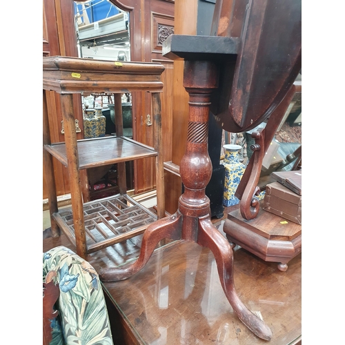 19 - A 19th Century mahogany Pillar Table A/F 2ft 3in H x 2ft D, a Victorian mahogany Dressing Mirror 2ft... 