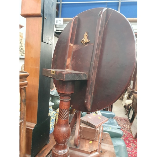 19 - A 19th Century mahogany Pillar Table A/F 2ft 3in H x 2ft D, a Victorian mahogany Dressing Mirror 2ft... 