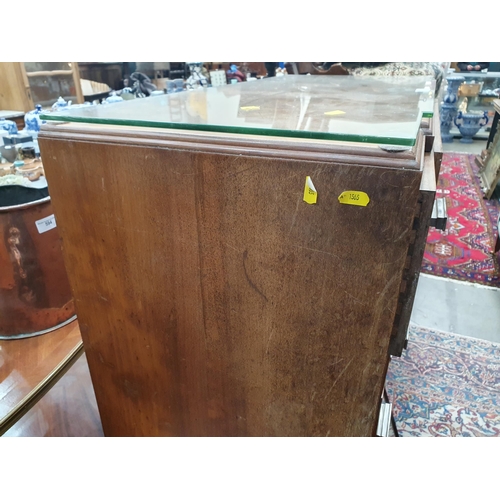 25 - An Art Deco walnut veneered breakfront Chest of five graduated drawers 4ft 2in H x 3ft W (R3)