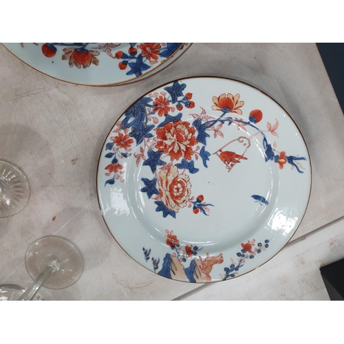 285 - A selection of Chinese Plates, floral decorated, and a Chinese blue and white Dish, (R4)