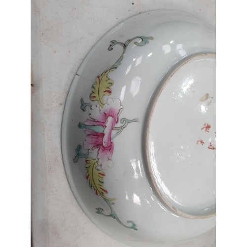 294 - A Chinese floral decorated Dish, 9in diam, A/F, two Staffordshire seated Spaniels, a pair of Staffor... 