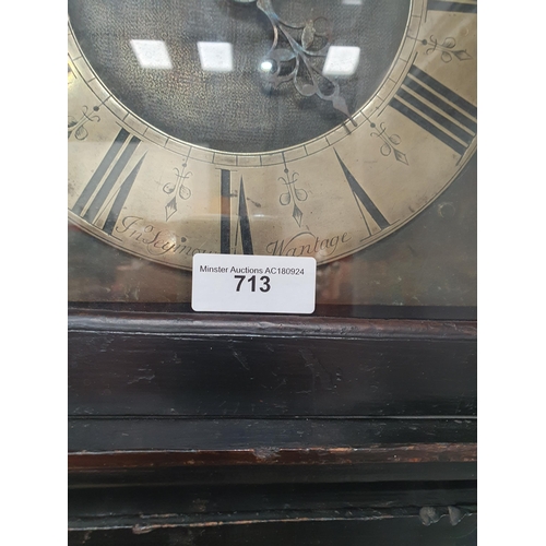 713 - An unusual 18th Century Servant's Longcase Clock with 10inch square brass dial, the chapter ring ins... 