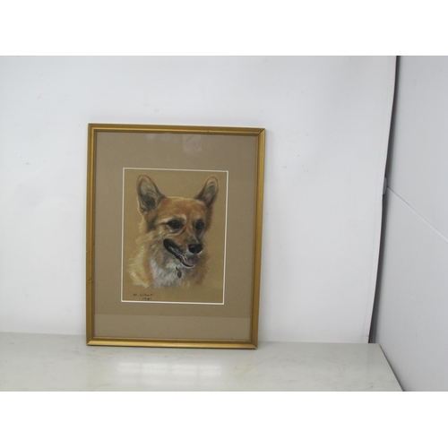 361A - M.GILBERT. Portrait study of a Corgi, signed and dated 1981, pastel, 8 1/2 x 6 1/2 in; and one other... 