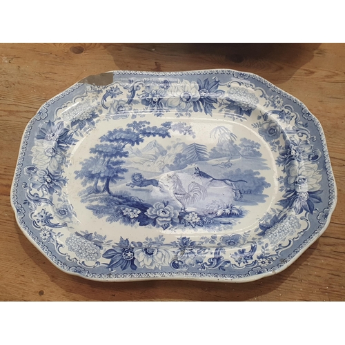 149 - A small quantity of 19th Century Spode blue and white Dinnerware printed Aesop's Fables characters i... 