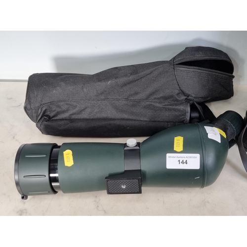 144 - An Adventuridge Spotting Scope and Tripod and a pair of Regent 10x50 Binoculars (R7)