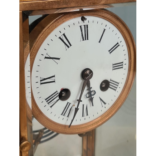 146 - A brass and glass cased Mantel Clock with mercury pendulum and striking on a gong, and an oak cased ... 