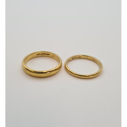 165 - Two 22ct gold Wedding Bands, approx 8.90gms