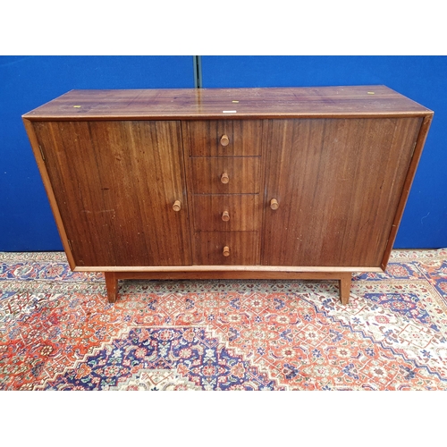 17 - A mid-Century mahogany Sideboard fitted pair of cupboard doors flanking four drawers 4ft 7in W x 3ft... 