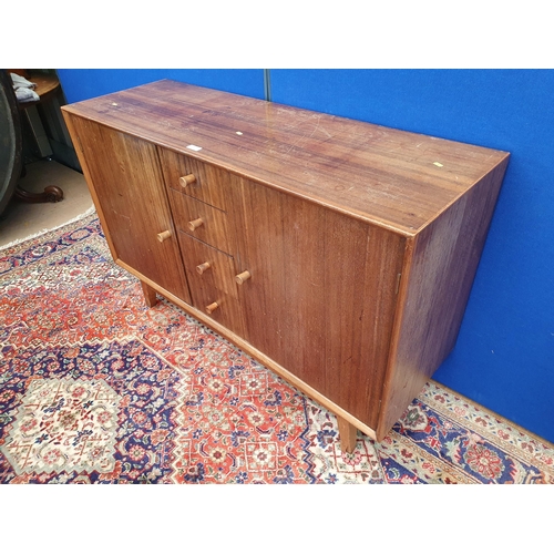 17 - A mid-Century mahogany Sideboard fitted pair of cupboard doors flanking four drawers 4ft 7in W x 3ft... 