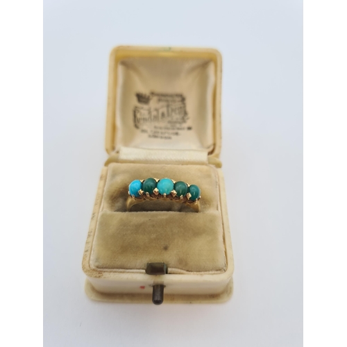 171 - A Turquoise five stone Ring in 18ct gold, ring size M, approx 3.60gms