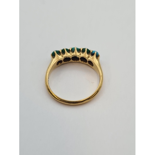 171 - A Turquoise five stone Ring in 18ct gold, ring size M, approx 3.60gms