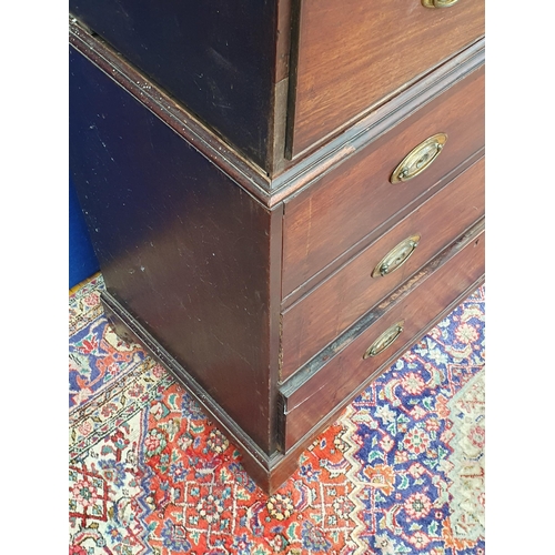 18 - A 19th Century mahogany Chest on Chest fitted two short and six long drawers raised on ogee bracket ... 