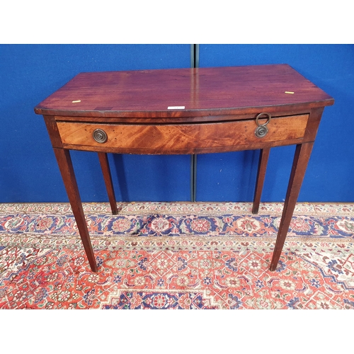 23 - A 19th Century mahogany bow fronted Side Table fitted single frieze drawer 2ft 10in W x 2ft 6in H (R... 