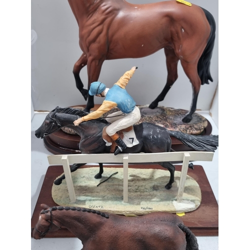 264 - A Royal Doulton Figure of Red Rum on wooden stand, 14in H, a Border Fine Arts Figure of Horse and Jo... 