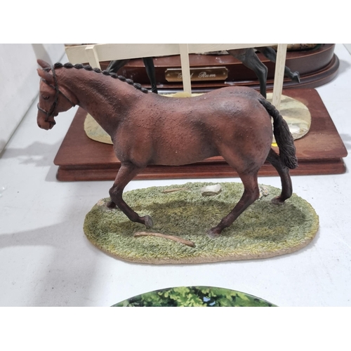 264 - A Royal Doulton Figure of Red Rum on wooden stand, 14in H, a Border Fine Arts Figure of Horse and Jo... 