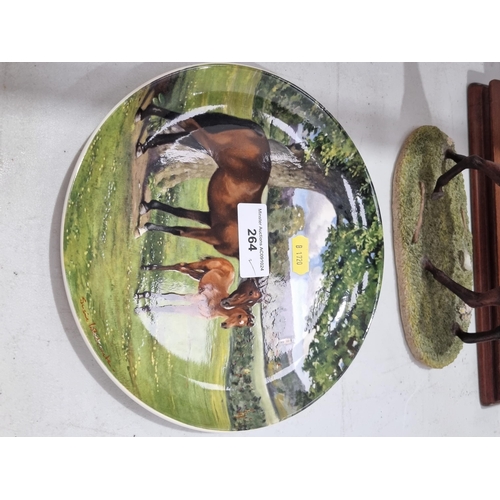 264 - A Royal Doulton Figure of Red Rum on wooden stand, 14in H, a Border Fine Arts Figure of Horse and Jo... 