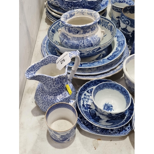 276 - A quantity of blue and white China including a Spode's Italian Bowl, a blue and white Mug with pagod... 