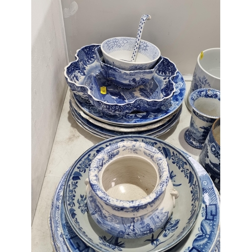 276 - A quantity of blue and white China including a Spode's Italian Bowl, a blue and white Mug with pagod... 