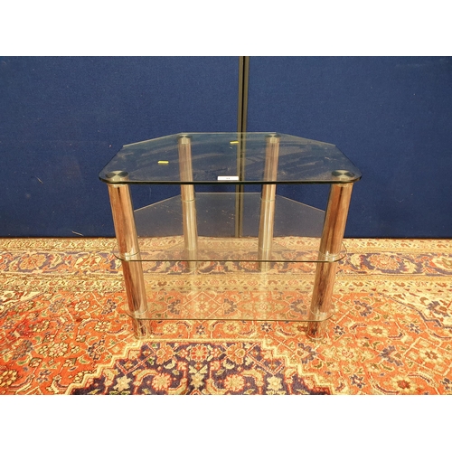 31 - A three tier glass and chrome style Television Stand. (R2).