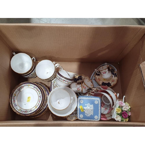 342 - A Tuscan china part Tea Set, Paragon Cups and Saucers, a Wedgwood jasperware Box and Cover, etc, and... 