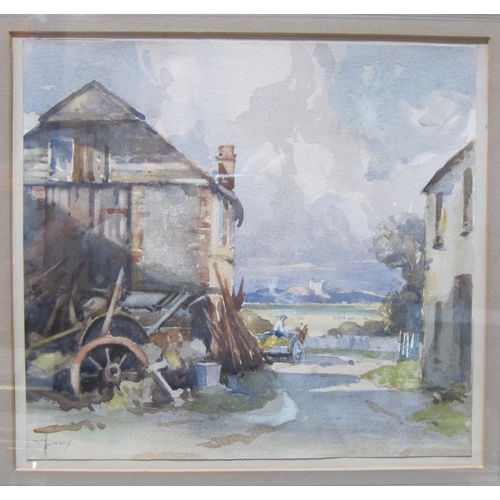 378 - WILLIAM HYAMS. On a Farmstead, watercolour, 11 x 15 in; and three other watercolours by the same art... 