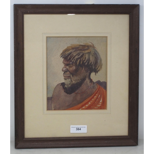 384 - J.VINER. 'Swazi' , signed,  with inscription on label verso 'Painted in Mbabane, Swaziland, J.V.', w... 