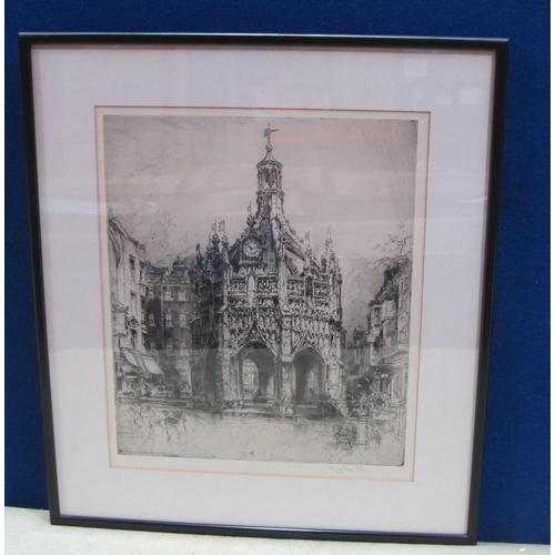 392 - HEDLEY FITTON. The Market Cross, Chichester, etching, pencil signed in margin, Pl.16 x 13 1/2 in ; a... 