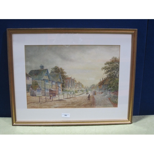 393 - H.MASTERS. A street scene with Figures, said to be at Rye signed, watercolour, 14 x 20 in (Mez)