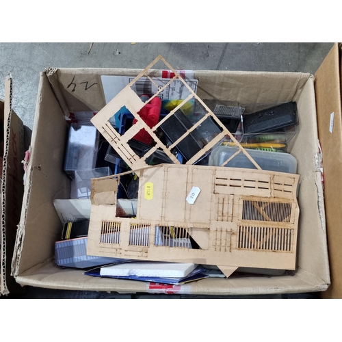 410 - Six boxes of assorted Modelling Equipment, brushes, sand, etc. (R3).