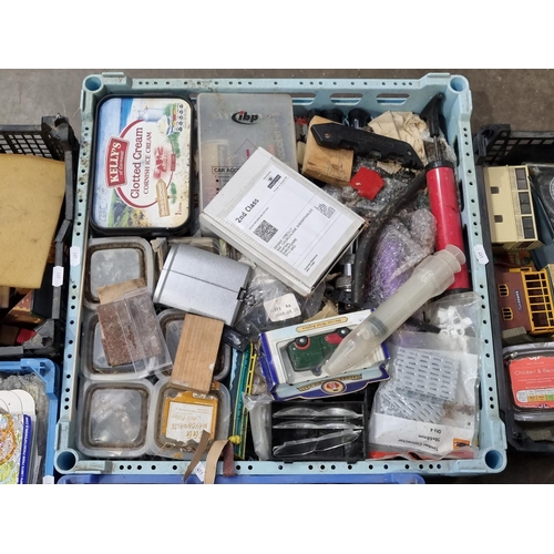 411 - Five boxes of assorted Modelling Equipment including, Pins, Nails, Sand, etc. (R3).