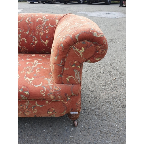 427 - A Victorian red floral upholstered Chesterfield Sofa 6ft 8in W x 2ft 1in H (R2)