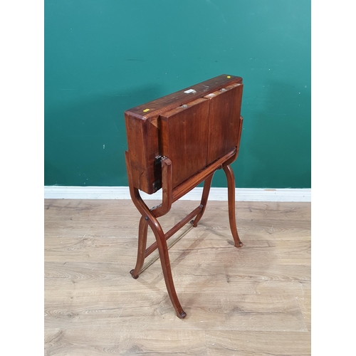 447 - A 19th Century hardwood folding Campaign Desk 3ft 2in H x 2ft W (R2)