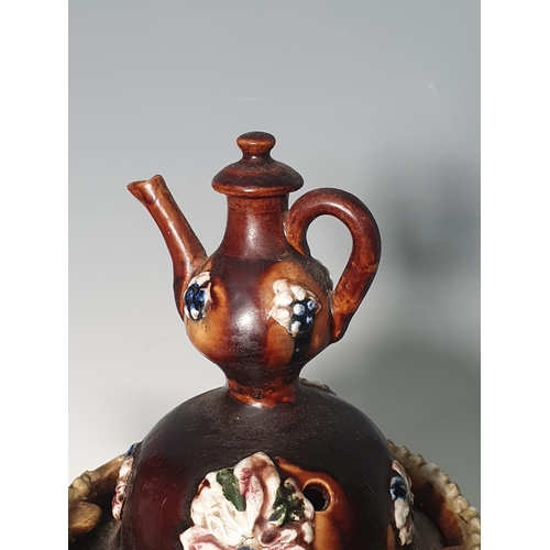 45 - An antique Bargeware Teapot named to 'Mrs W. Meakin, Alvaston, Derby' (R3)