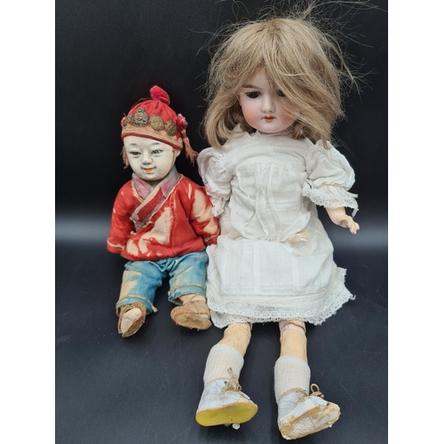 52 - An Armand Marseille bisque headed Doll with moving eyes and open mouth, wooden jointed limbs, 17in, ... 