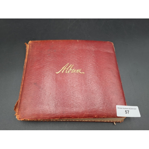 57 - An early 1900's Autograph Album containing watercolours, signed photographs including Malcolm Campbe... 