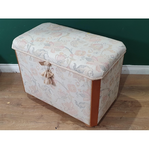 79 - An Ottoman with cream floral upholstery 2ft 6in W x 1ft 10in H