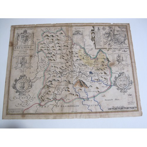 363 - W. BLAEU. An engraved  Map of Radnorshire, unframed, mounted, 14 1/2 x 19 in; an engraved map of Mer... 