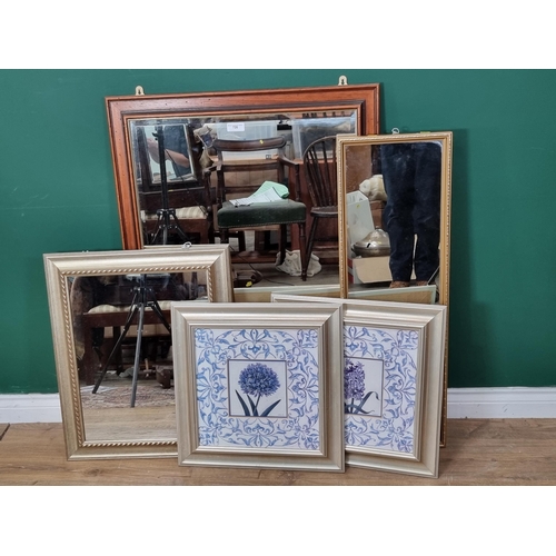 802 - Three Rectangular Wall Mirrors and a pair of decorative framed Prints. (R8).