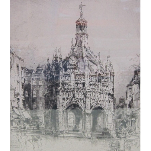 633 - HEDLEY FITTON. The Market Cross, Chichester, etching, pencil signed in margin, Pl.16 x 13 1/2 in ; a... 