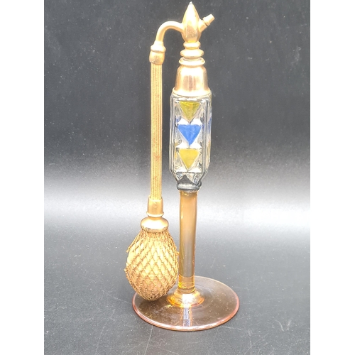 An amber and coloured glass Perfume Atomiser with gilt metal mounts, a