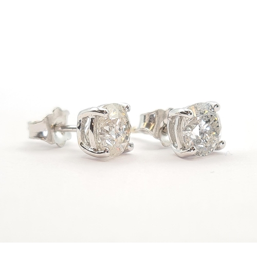 246 - A pair of Diamond Ear Studs each claw-set single brilliant-cut stone estimated 1ct (estimated total ... 