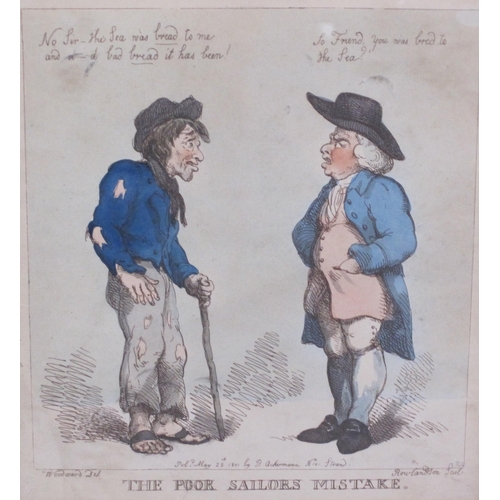 701 - A Group of four caricature prints: comprising 'A Hint to Young Officers', by Rowlandson after Woodwa... 