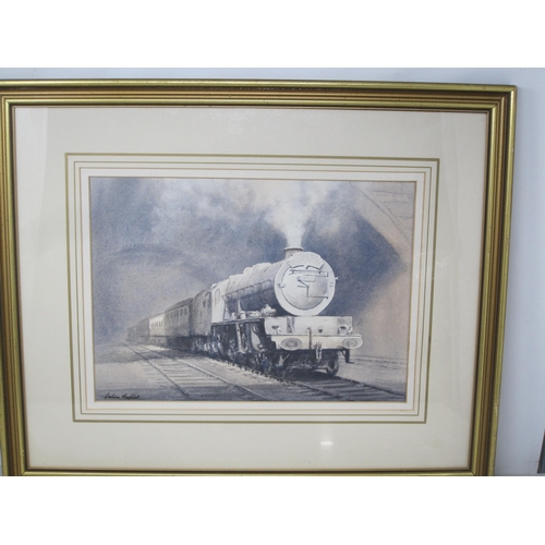 709 - GRAHAM HADLOW.(Contemporary) The Merseyside Express, signed, watercolour heightened with white, 9 x ... 