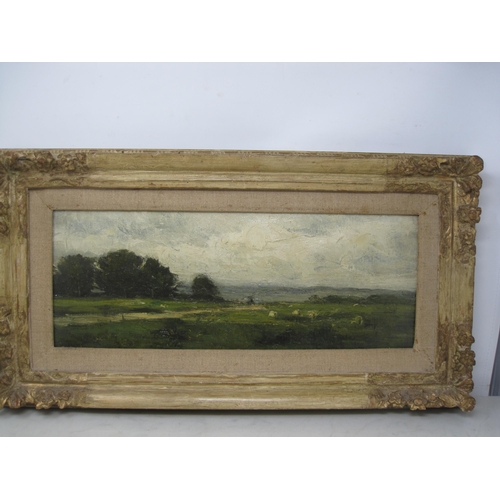 727 - CONTINENTAL SCHOOL CIRCA 1880. An extensive Landscape with sheep, with indistinct signature Corot (?... 