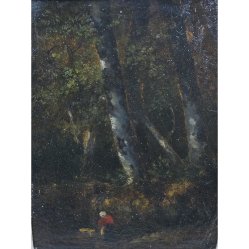 735 - CIRCLE OF NARCISSE VIRGILLE DIAZ DE LA PENA (1808-1876) Forest Landscapes with Figures, oil on panel... 